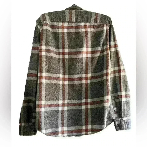 Goodfellow & Co Mens Flannel Shirt Sz S Gray Cream Button Front Long Sleeve - Picture 3 of 3